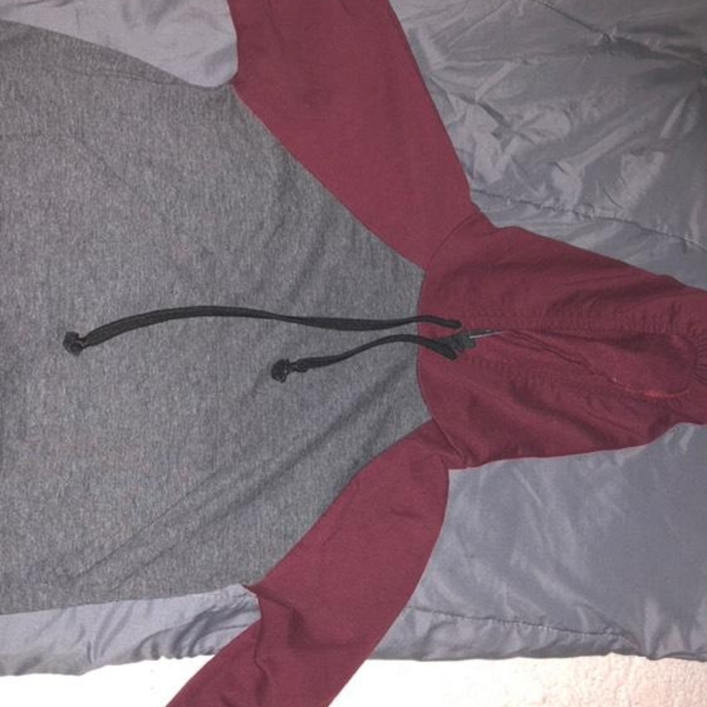 Rue21 Women's Burgundy and Gray Zip-Up Sweater
